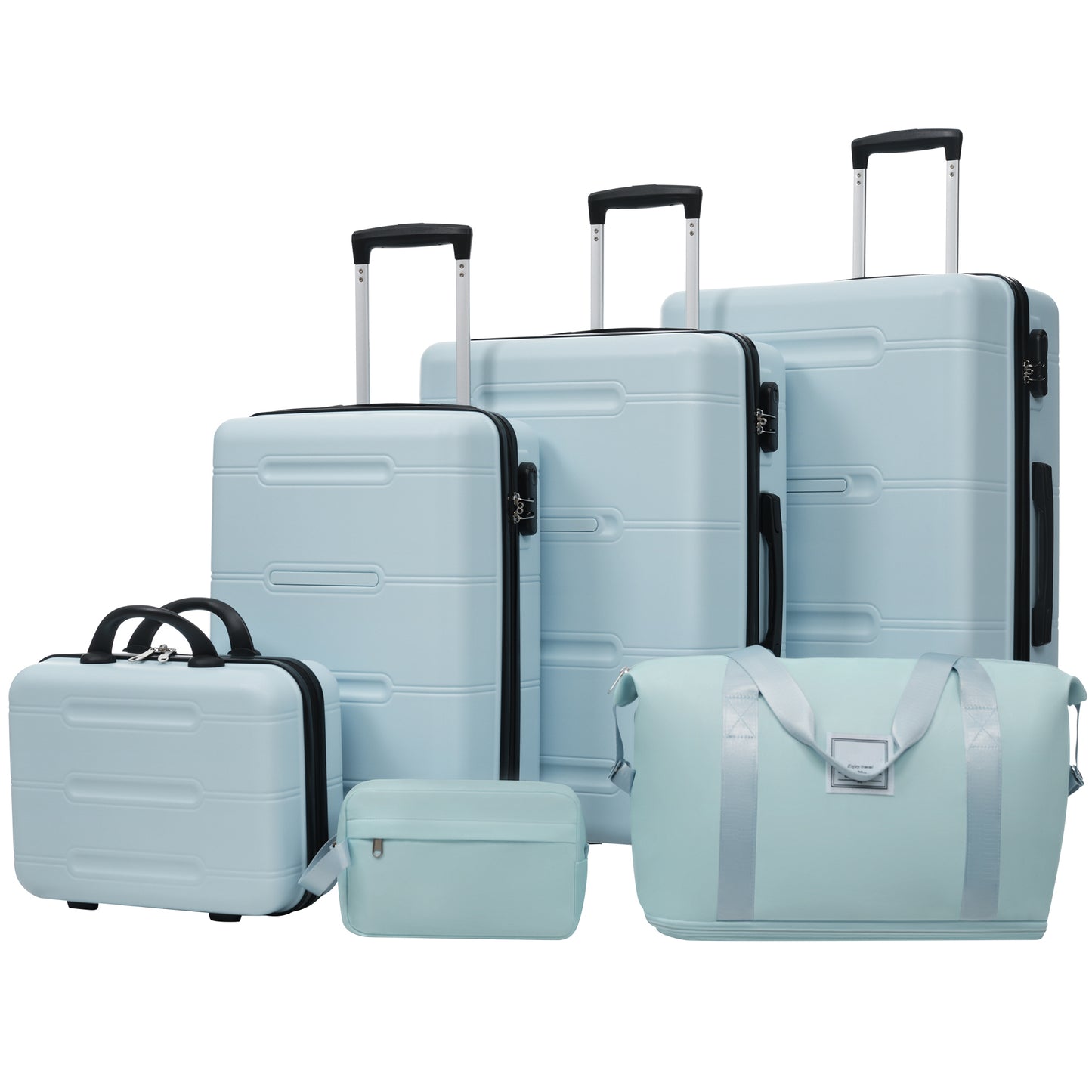6 Piece Luggage Set, Lightweight Hardshell Suitcase with Double Spinner Wheels, Password Lock