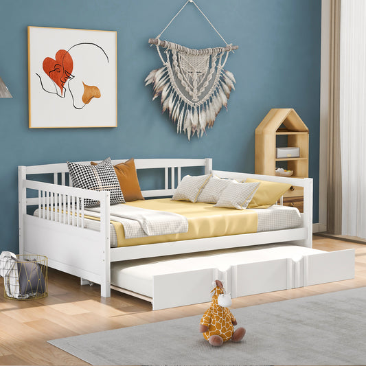 Daybed, Twin Size, Solid Wood with Trundle for Bedroom or Living Room
