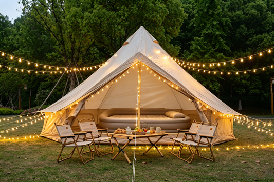 9.8-Foot Oxford Bell Tent with Stove Jack, 3-4 Person Glamping Shelter