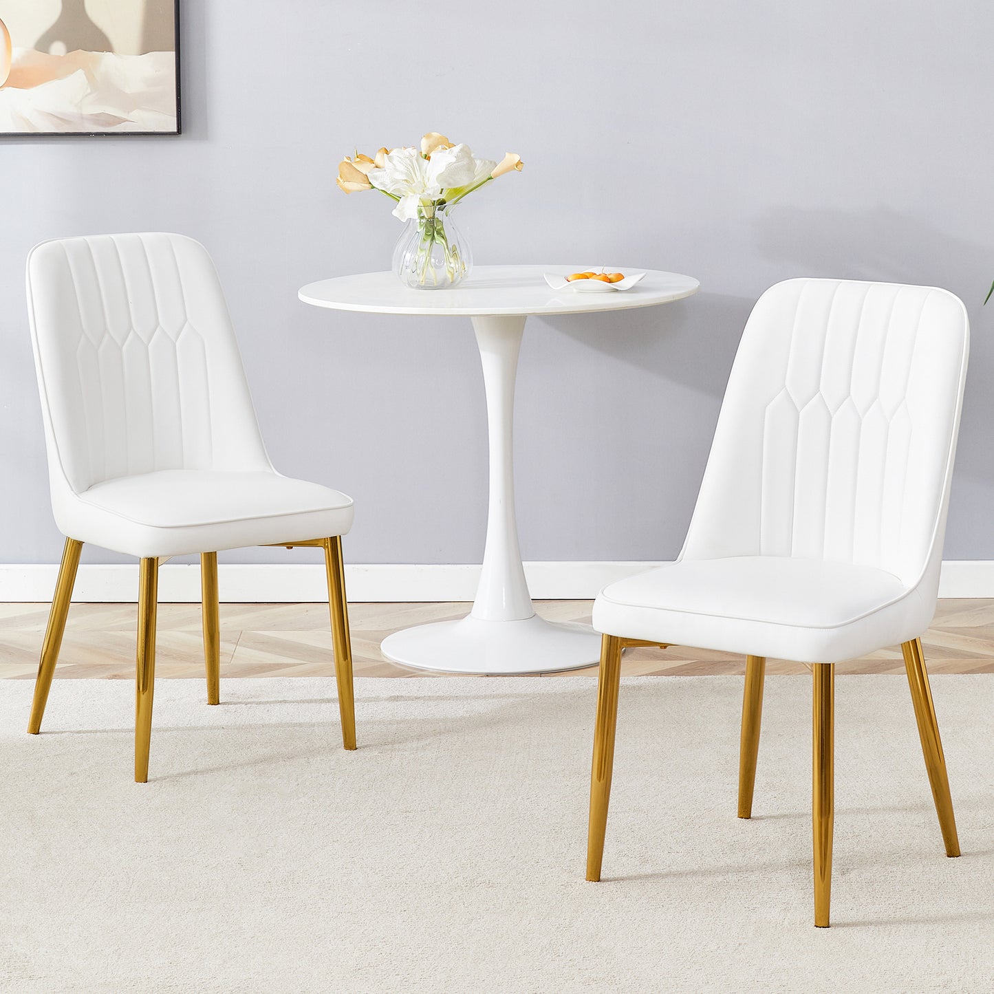 Modern PU Leather Dining Chair – Upholstered Chair with Gold Metal Legs, Luxury Kitchen & Dining Seating