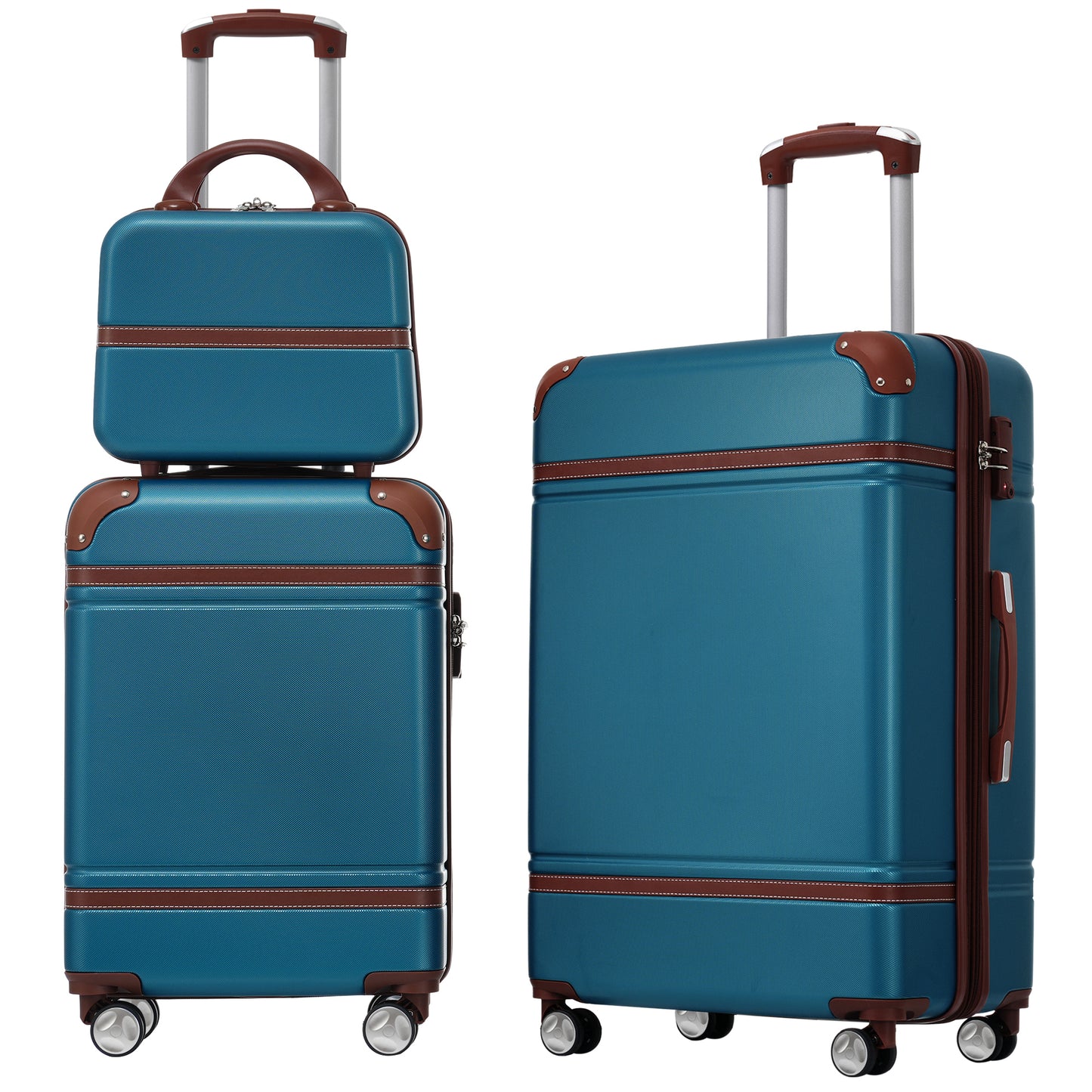 Hardshell Luggage Sets 3 Pieces with TSA Lock in Pink, Lightweight ABS, Includes 20' and 24' Suitcases and Cosmetic Case