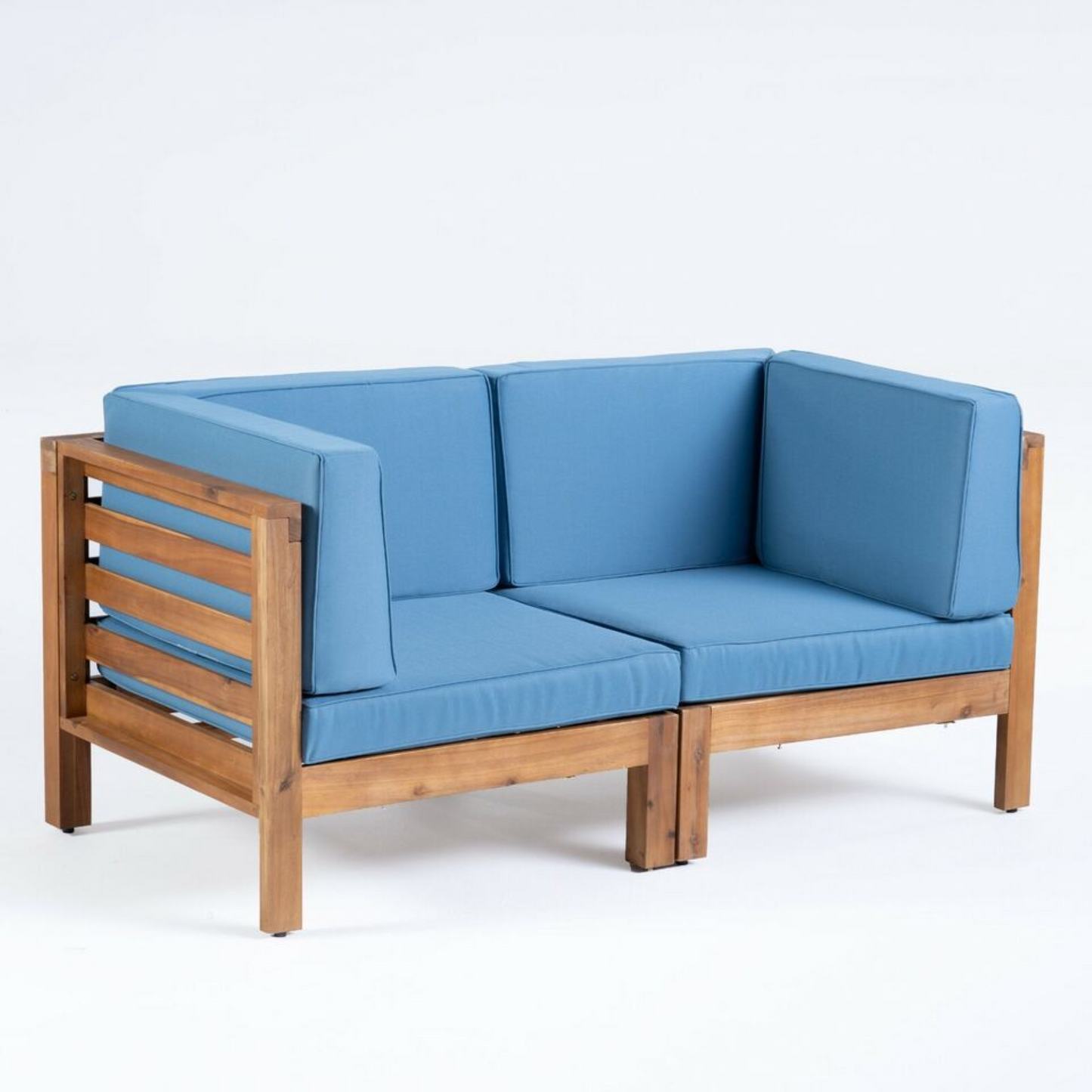 2-Piece Outdoor Loveseat Set with Water-Resistant Cushions – Acacia Wood Patio Conversation Seating