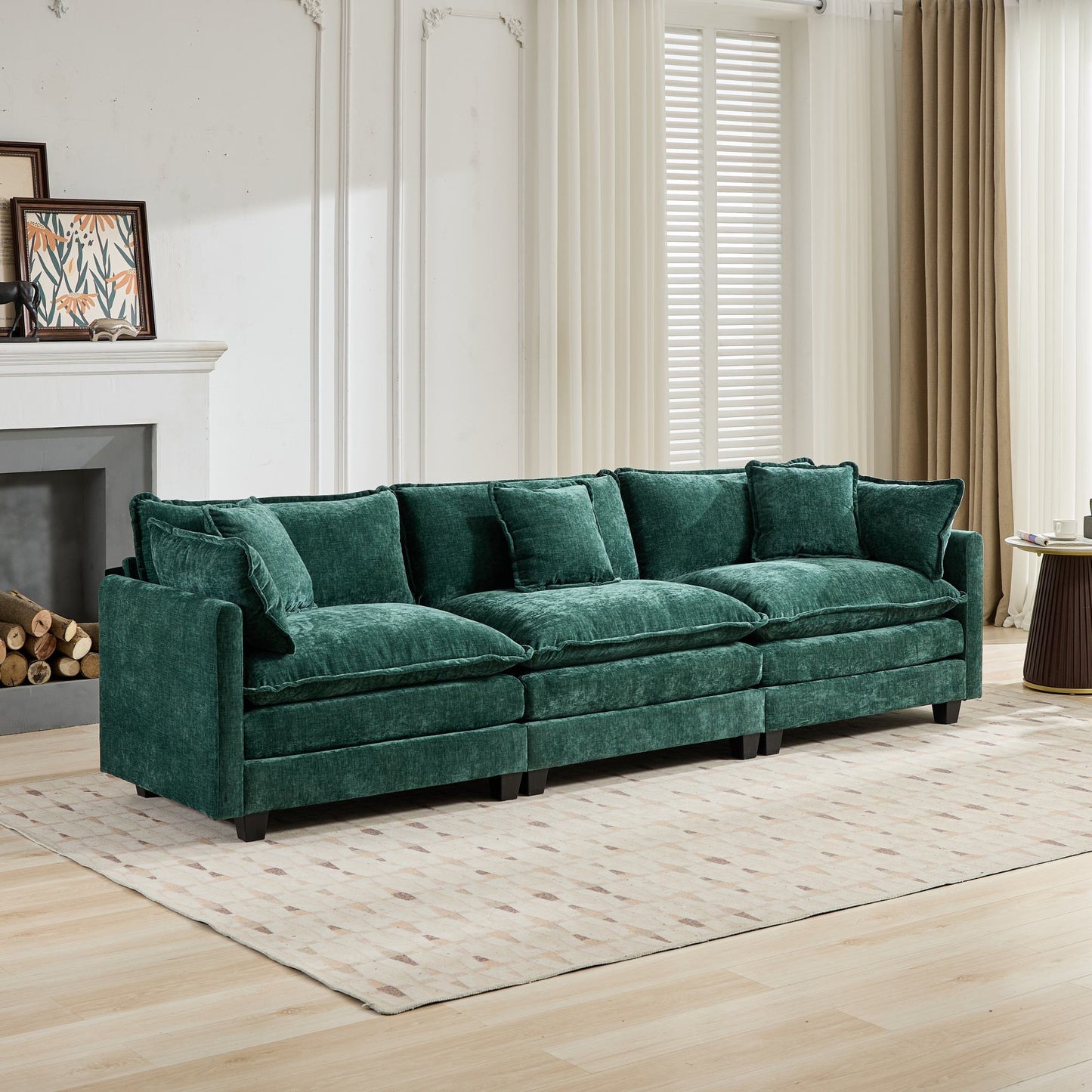 Cloud Sofa Modern Sectional Couch, Comfy Double Layer Upholstered Seat Cushion,Breathable Chenille Fabric