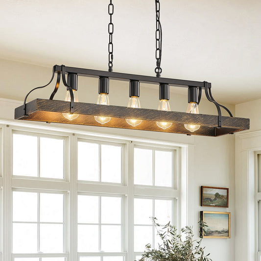 Pendant Light Iron Black+Gold Vintage for Dining Room and Kitchen Island