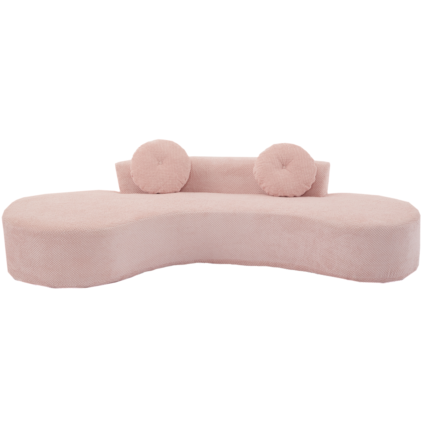 105.5''Curved Sofa, Modern Minimalist Sofa, Cloud Couch Sofa 3-4 Seater Couch with 2 Pillows,Bedroom,  No Assembly Required, Point-shaped corduroy,(Anti-Wrinkle) ,Pink