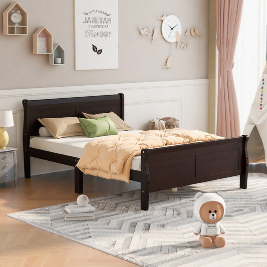 Platform Bed Frame, Solid Wood with Wood Slat Support and Headboard for Bedroom or Guest Room