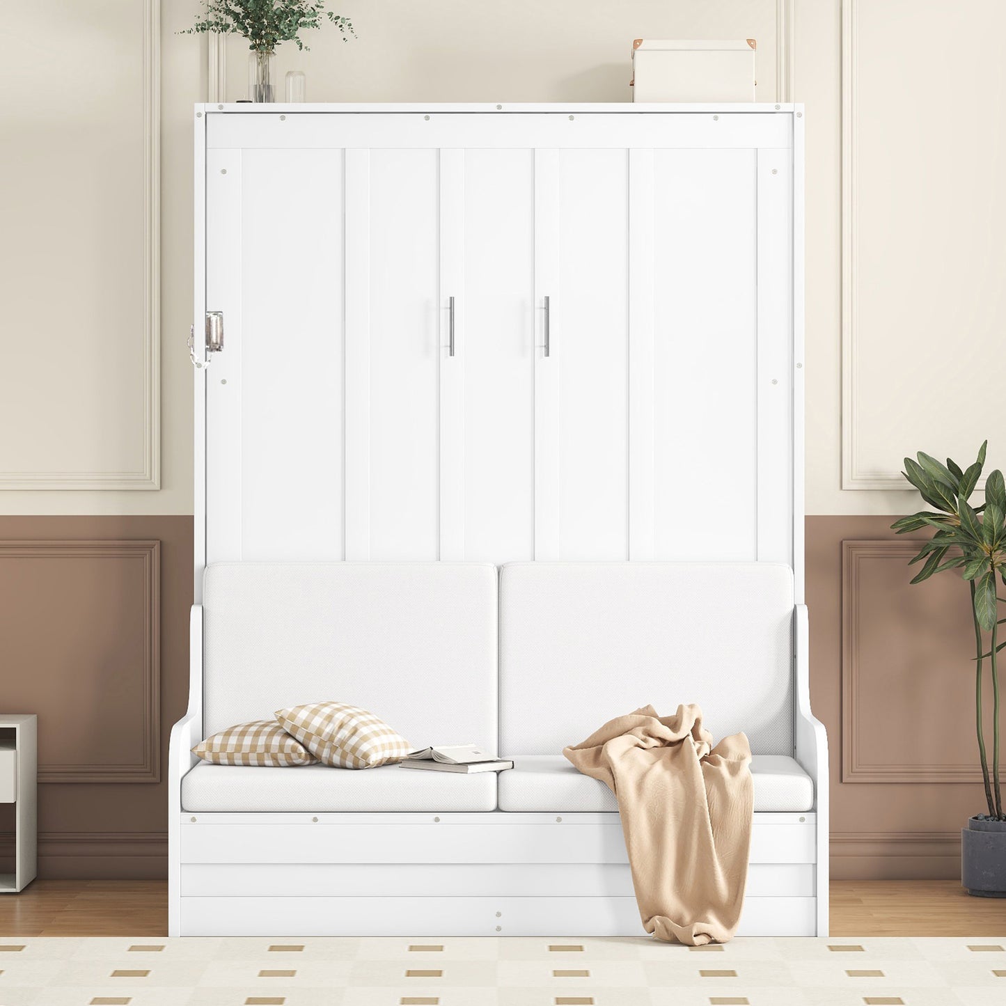Queen Size Murphy Bed Wall Bed with Cushion