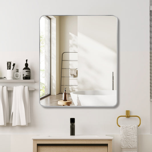 Rectangular Bathroom Wall Mirror with Minimalist Frame for Vanity, Bedroom, or Entryway