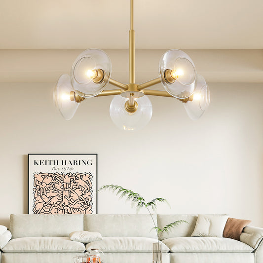 Pendant Light Iron Gold Modern 5-Light for Dining Room and Kitchen Island
