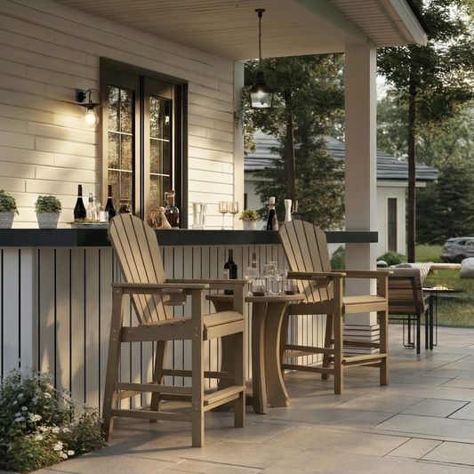 HDPE Bar Height Adirondack Chair with Cup Holder and Armrests, Multiple Colors