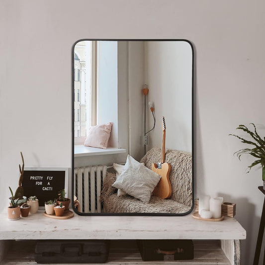 Rectangular Metal Frame Wall Mirror for Bathroom Vanity, Bedroom, or Modern Entryway