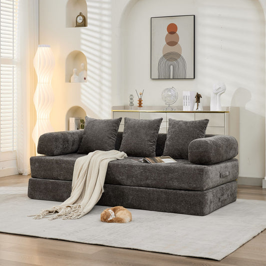 Futon Sofa Multiple Color Options Chenille Classic with Storage and Sleeper Function for Living Room or Lounge