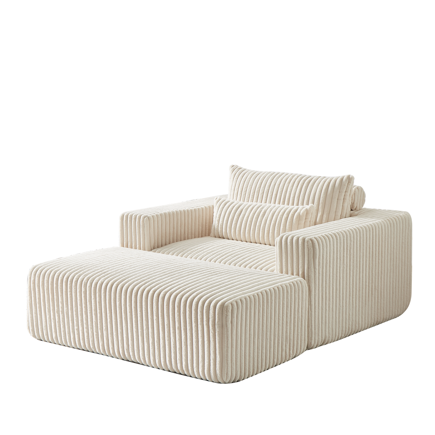 75-Inch Corduroy Sponge Sofa Lounge Chair with Removable footrest,No Assembly Required,Fluffy Modern Sleeper Chair for Indoor Living Room Bedroom