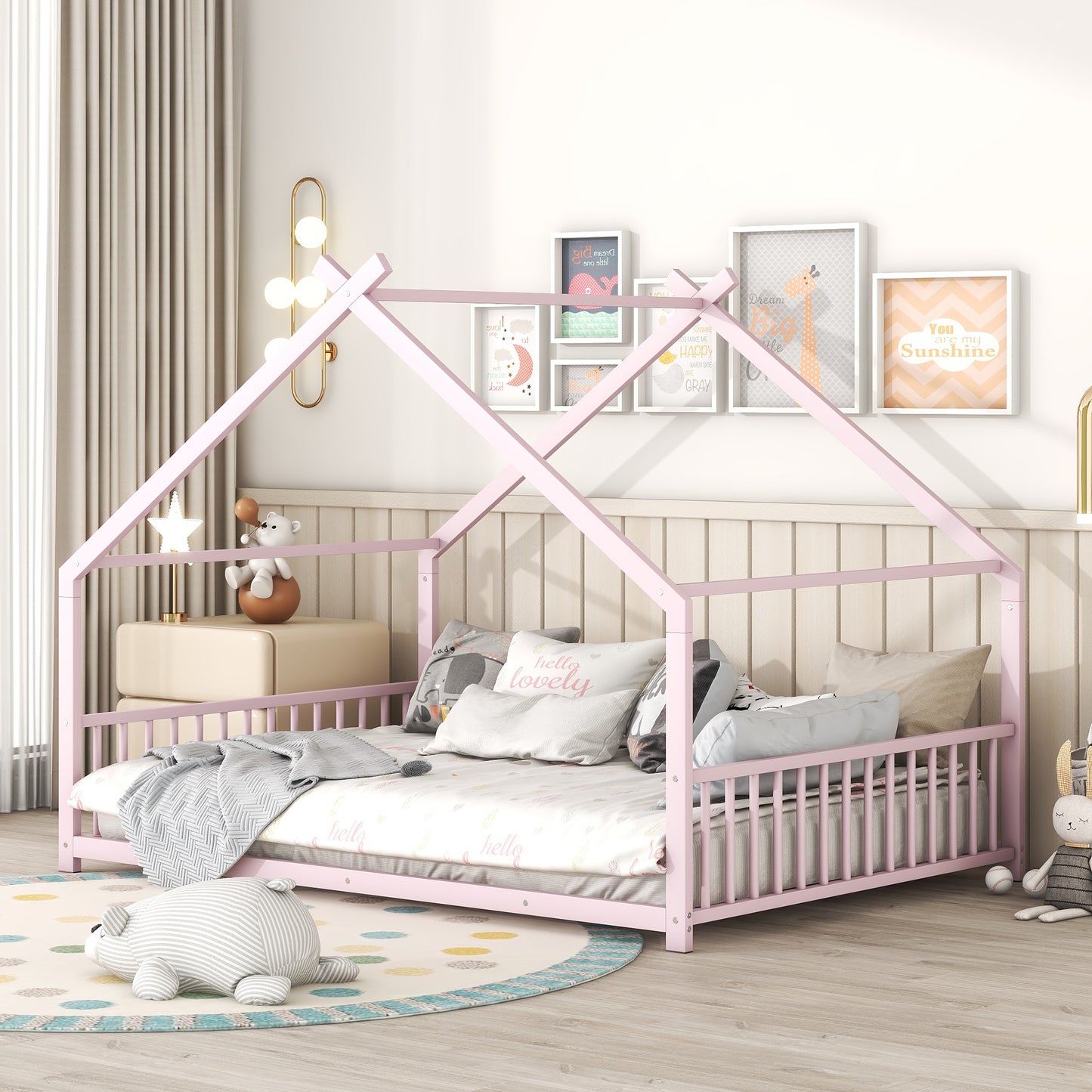 Full Size Metal House Bed