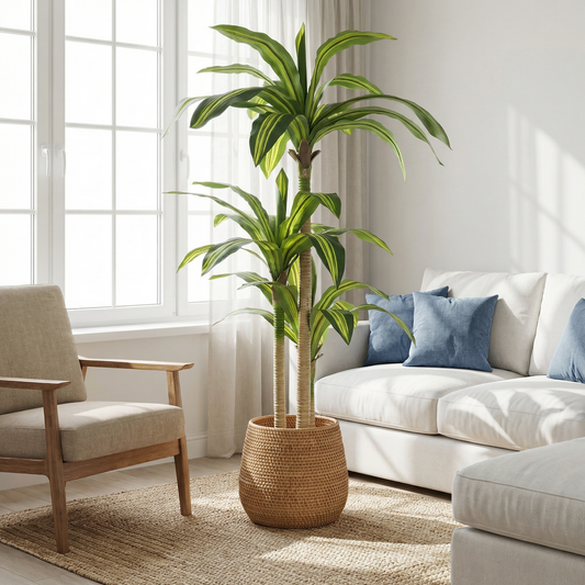 Artificial Dracaena Tree Plastic 1-Piece Set, Available in 5FT and 6FT for Home, Office and Staging Décor