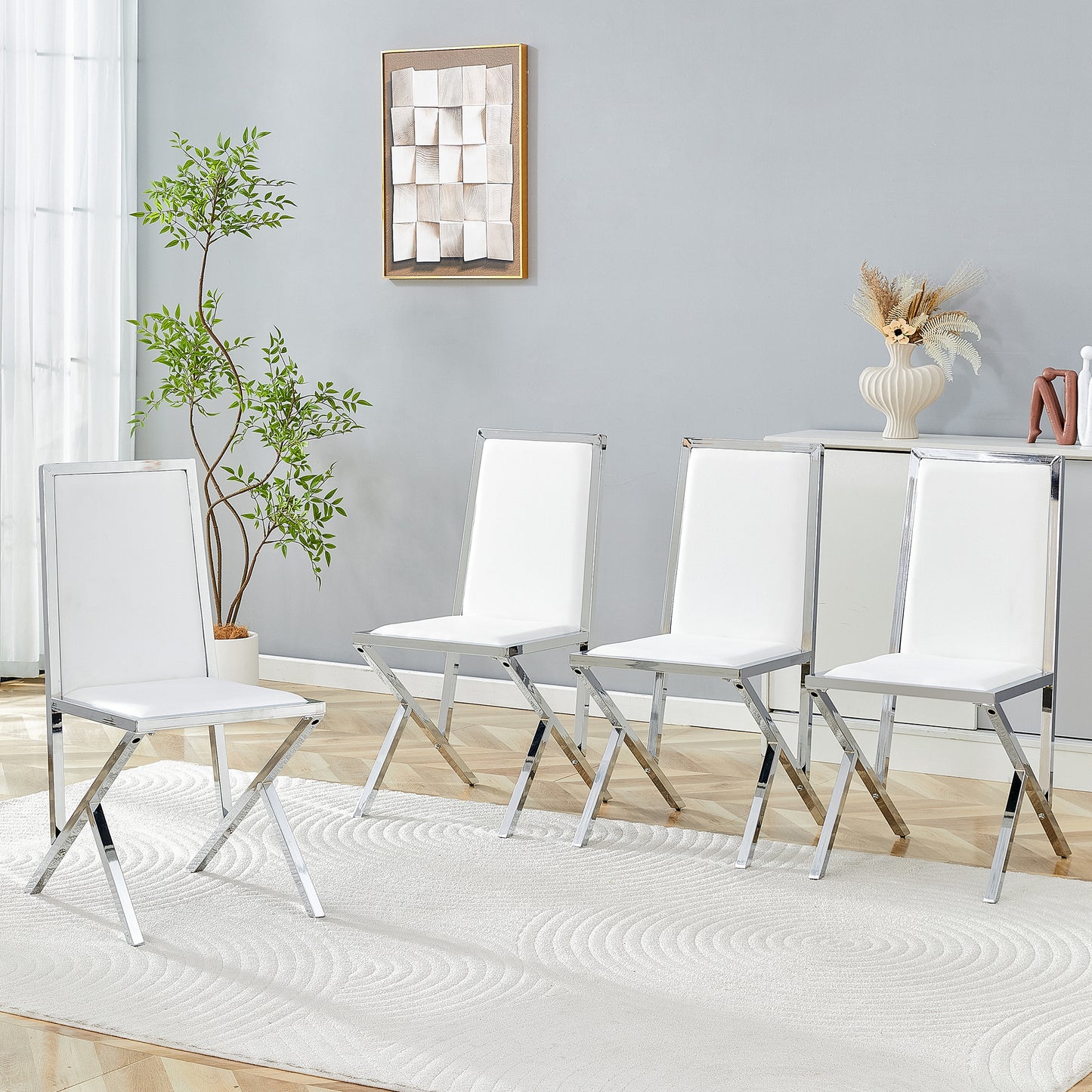 Modern PU Leather Dining Chair – Ergonomic Upholstered Chair with Metal Frame, Luxury Kitchen & Dining Seating