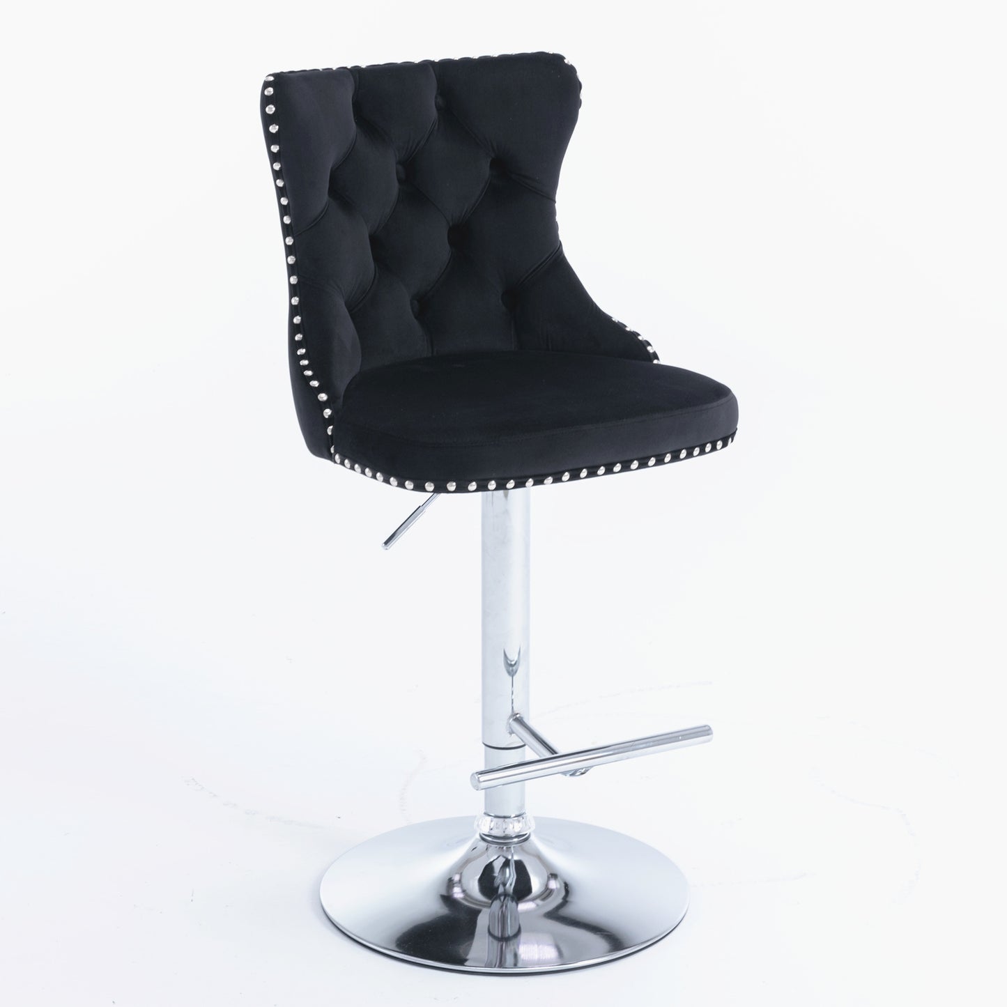 Modern Swivel Velvet Barstools with Adjustable Height 25-33 Inch, Set of 2