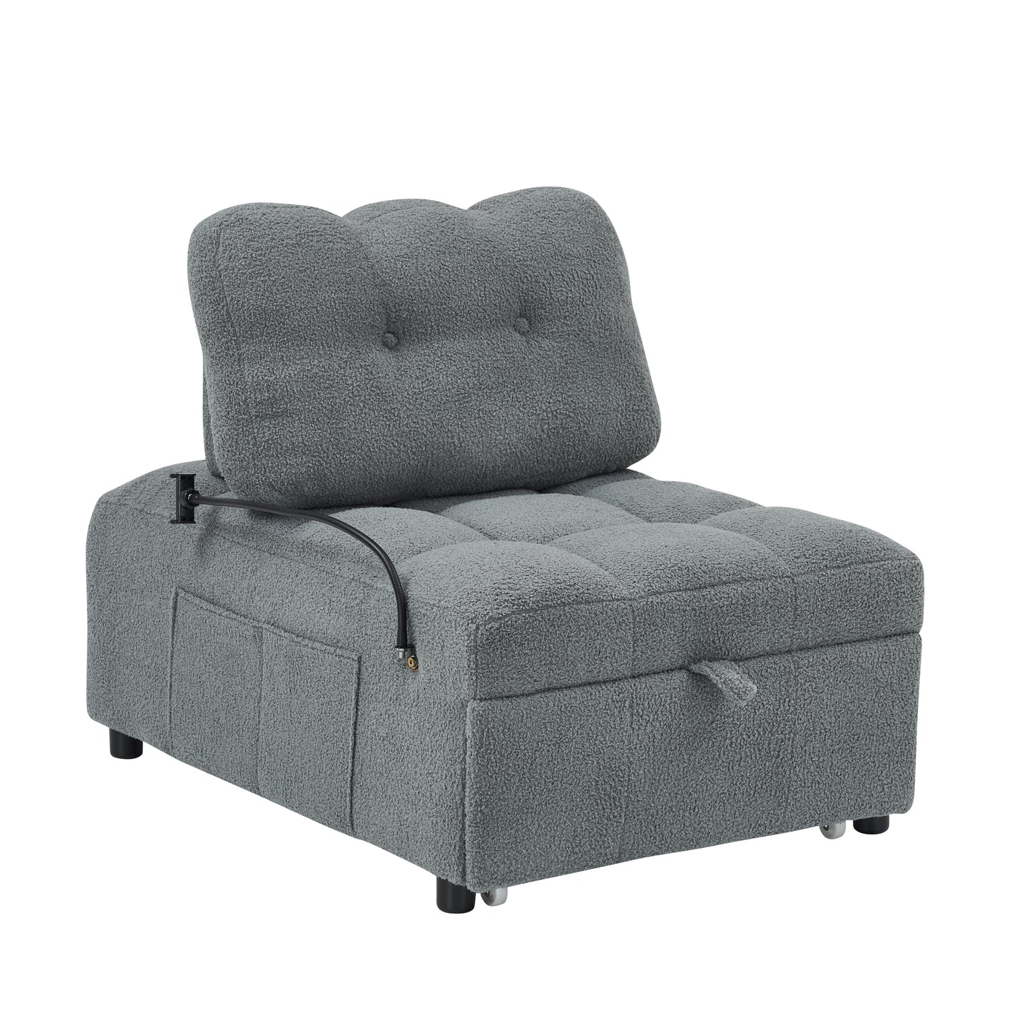 40.20 inches long, Teddy Sofa Fabric,a convertible sofa-cum-bed, for Apartment Office Living Room - Gray