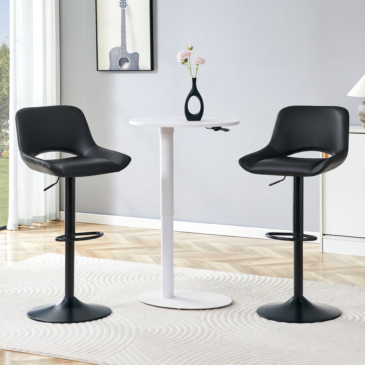 Adjustable Swivel Bar Stools Set of 2 – Modern Counter Chairs with PU Seat & Metal Base, 250 lb Capacity
