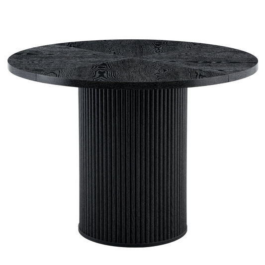 Round Dining Table MDF Black Storage for Dining Room, Kitchen and Apartment Dining