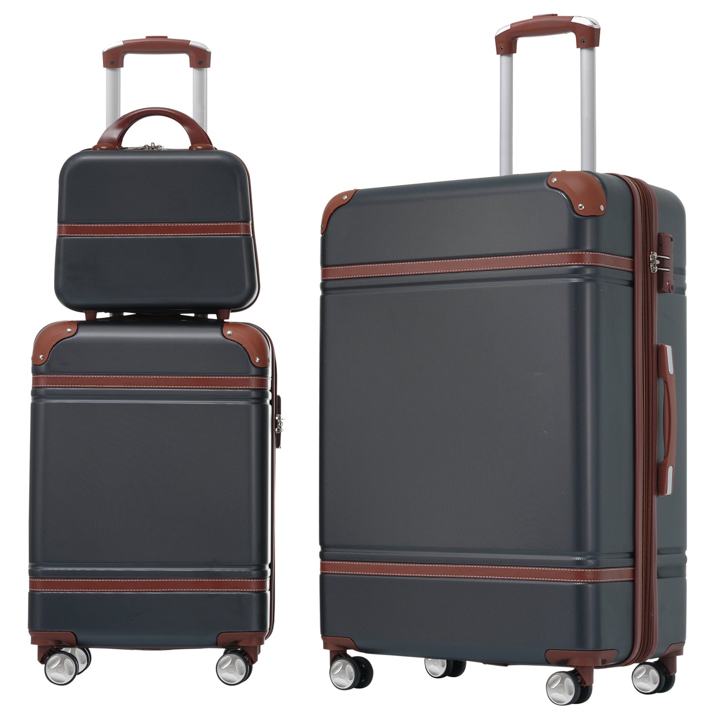 Lightweight Blue Hardshell Luggage Set with TSA Lock, 3 Pieces 20'+28' Spinner Suitcases & Cosmetic Case