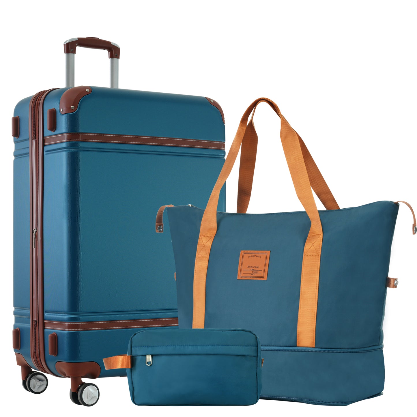 Hardshell Luggage Sets with Bags Lightweight Suitcase Double Spinner Wheels with TSA Lock Single Vintage Lug
