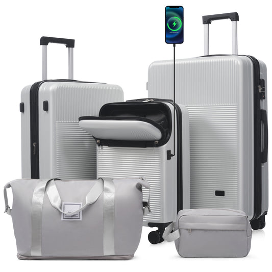 Luggage Set Silver ABS for travel organization