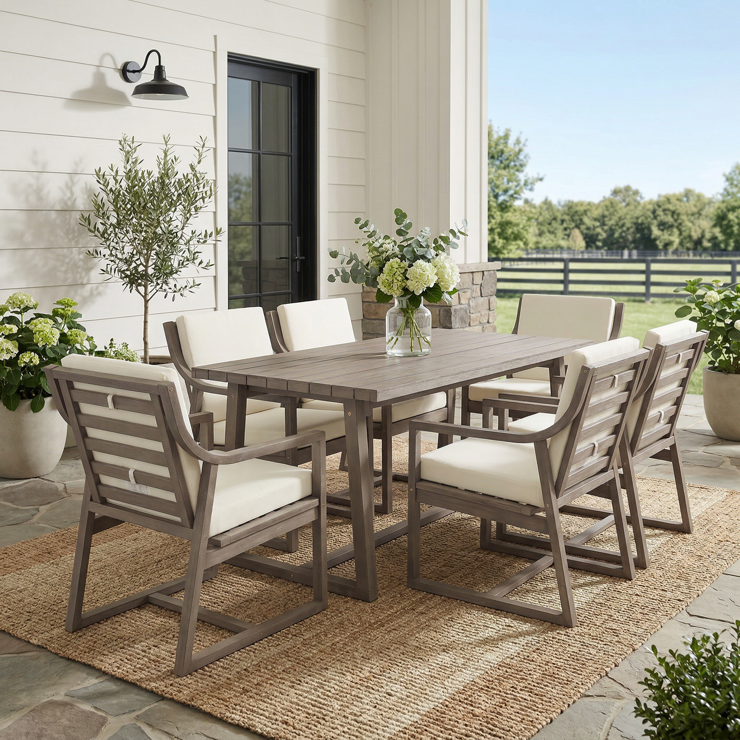 7-Piece Outdoor Dining Set Patio Table and Chairs Modern Furniture Set