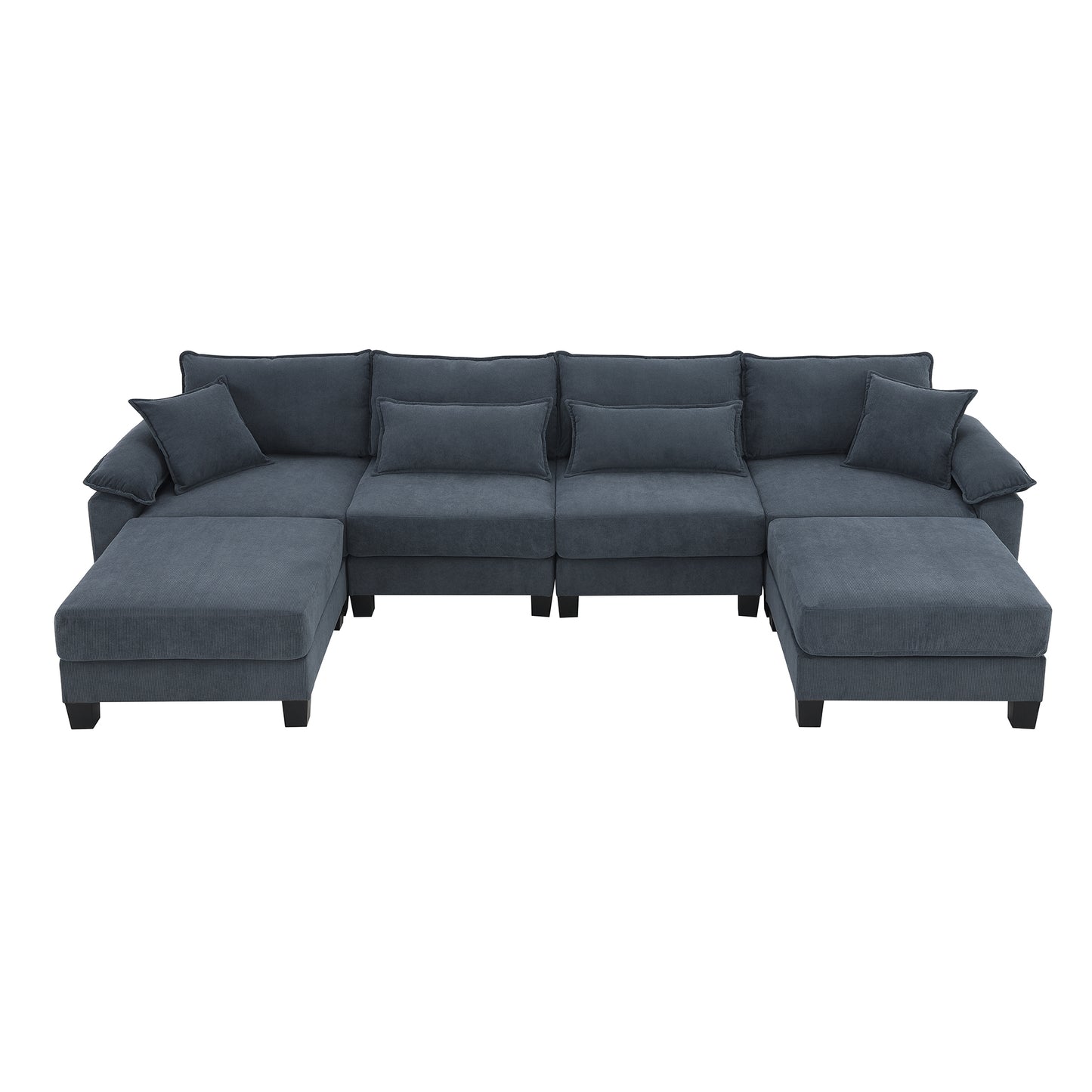 133*65" Corduroy Modular Sectional Sofa,U Shaped Couch with Armrest Bags,6 Seat Freely Combinable Sofa Bed,Comfortable and Spacious Indoor Furniture for Living Room, 2 Colors