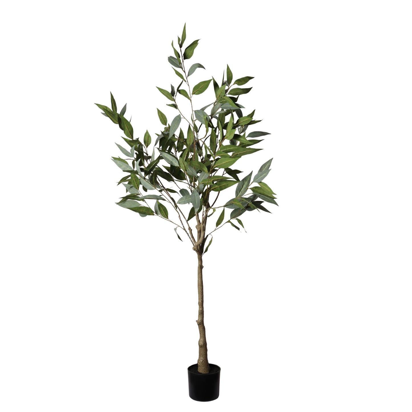 5FT Realistic Artificial Eucalyptus Tree in Black Plastic Pot with Lush Green Fabric Leaves, Indoor Potted Faux Plant for Home Office Decor