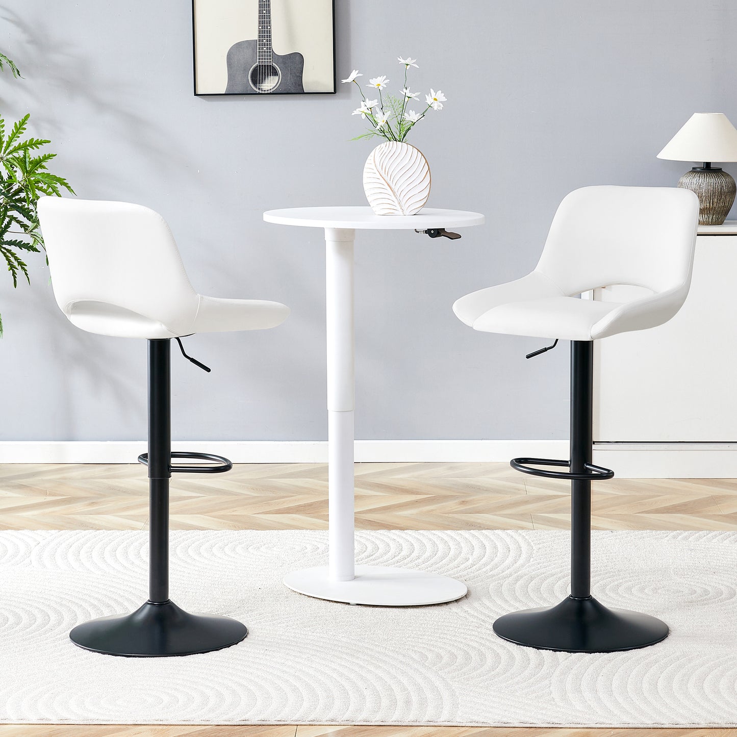 Adjustable Swivel Bar Stools Set of 2 – Modern Counter Chairs with PU Seat & Metal Base, 250 lb Capacity
