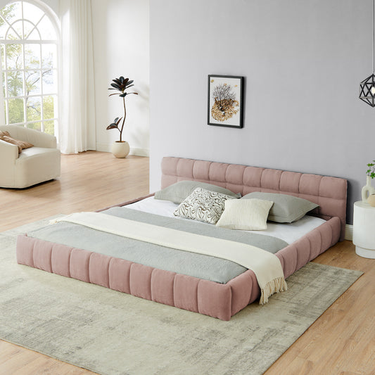 Platform Bed Available in Pink Foam Modern with Headboard, Available in Queen and King sizes for Bedroom or Guest Room