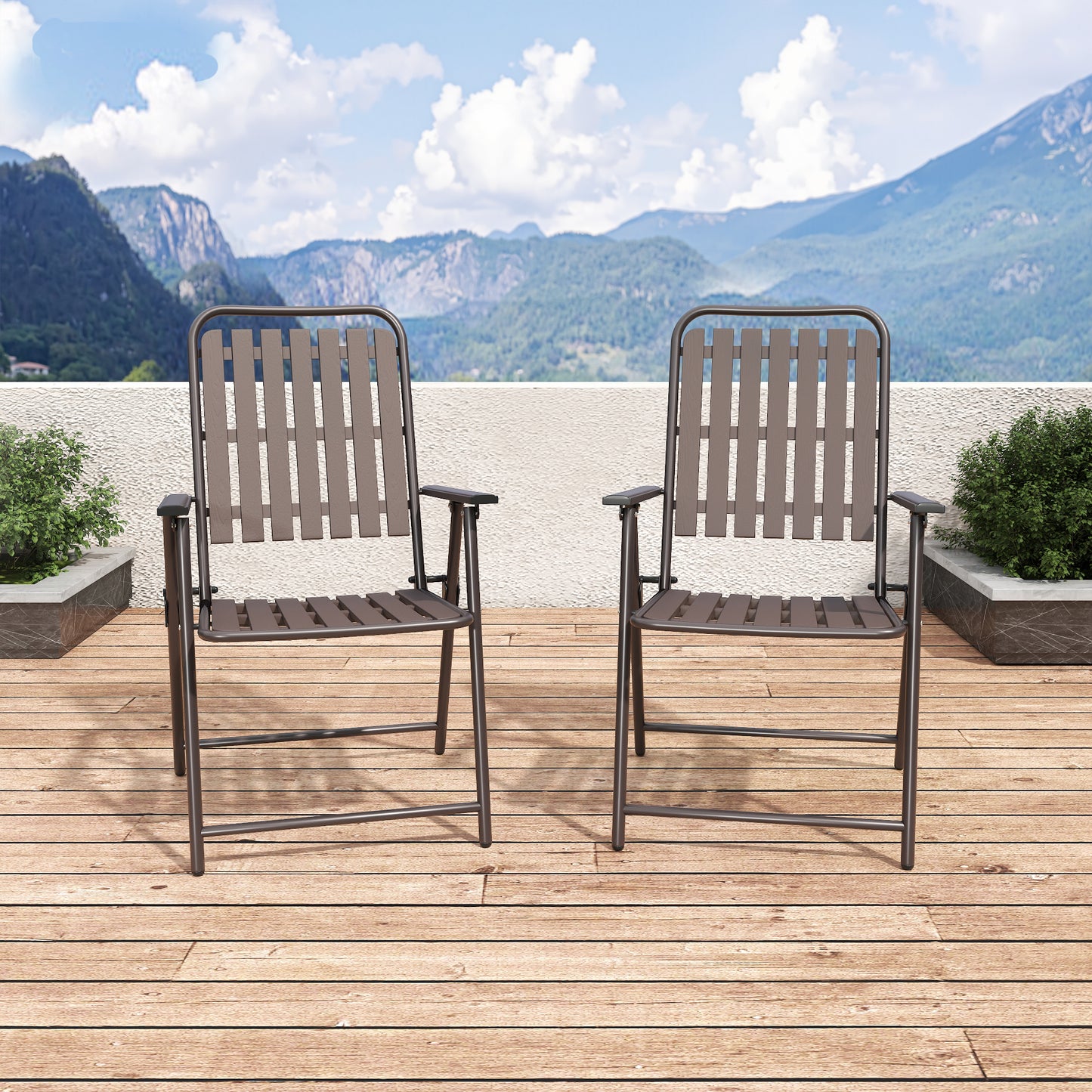 [Instant Setup] 2-Piece Folding Chair, No Assembly Required, 350lb Capacity, Rust-Resistant & Stain-Proof for Balcony/Garden