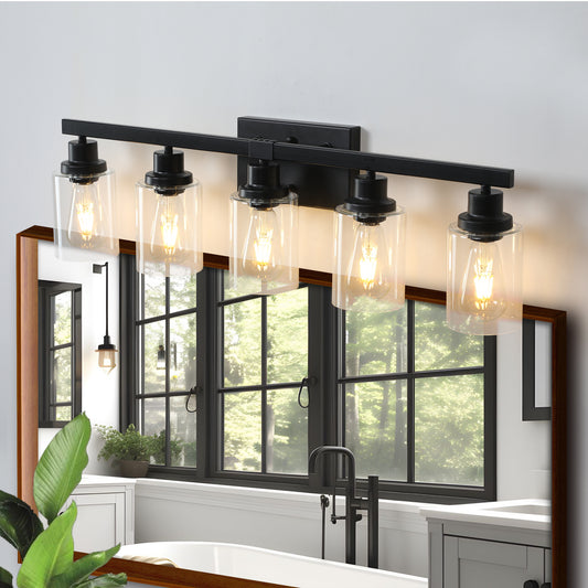 (Same as W1340P197622/L001010-B5) 5-Lights Farmhouse Vanity Lights Fixture Rustic Bathroom Light Fixture Bathroom Sconce (Without Bulbs)