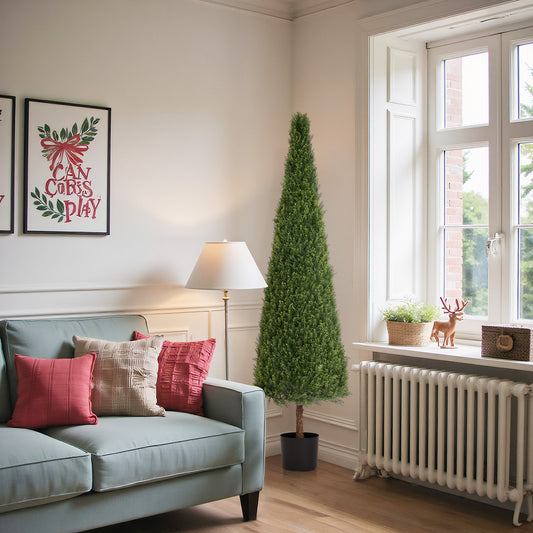 6FT Artificial Topiary Tree Plastic Green 1-piece set for Home, Office and Décor Display