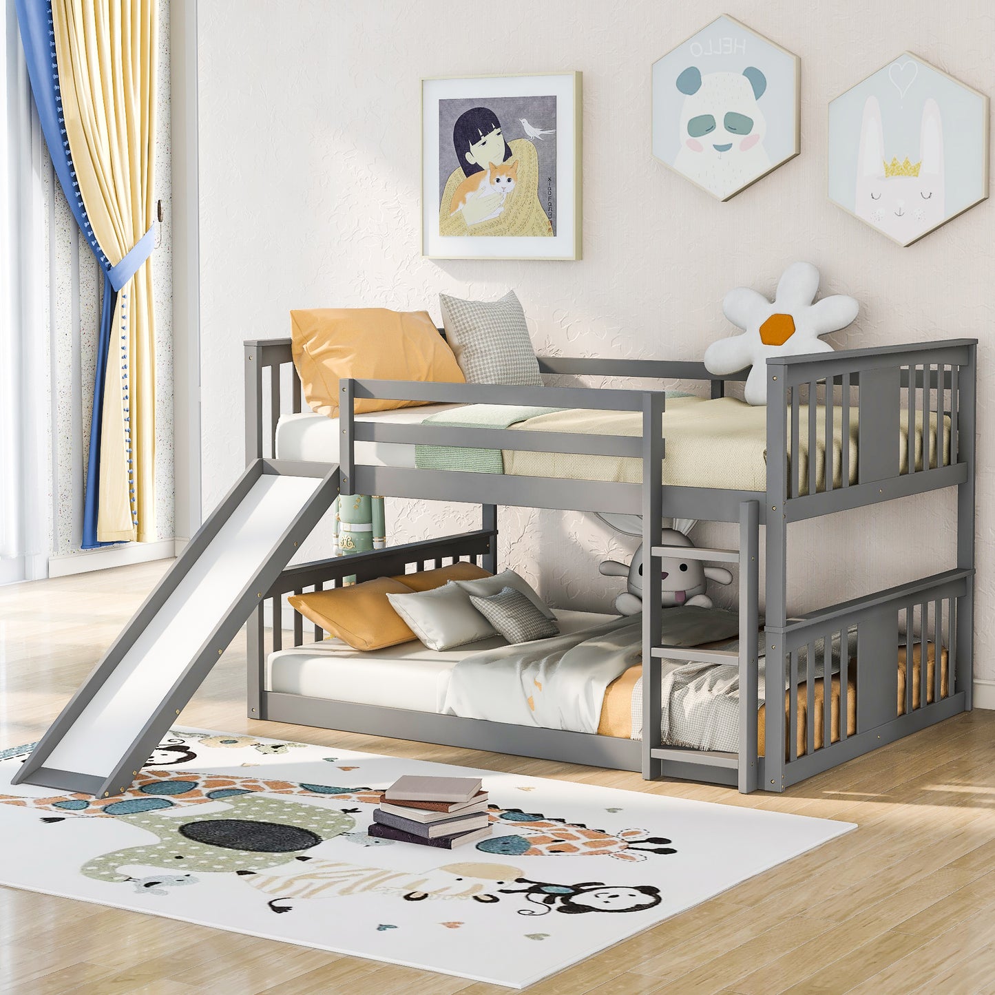 Full Over Full Bunk Bed with Ladder with Slide