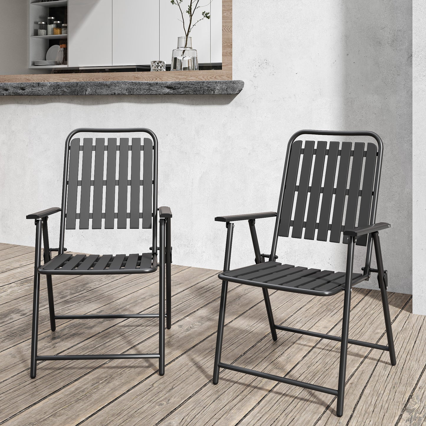 [Instant Setup] 2-Piece Folding Chair, No Assembly Required, 350lb Capacity, Rust-Resistant & Stain-Proof for Balcony/Garden